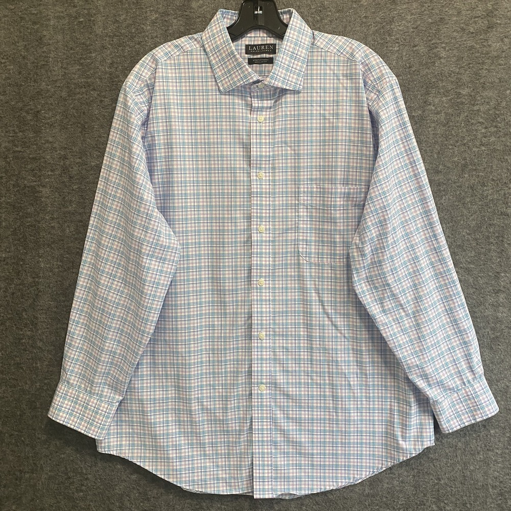 Lauren Ralph Lauren Shirt Mens XL Stretch‎ Button Up Long Sleeve Preppy Office